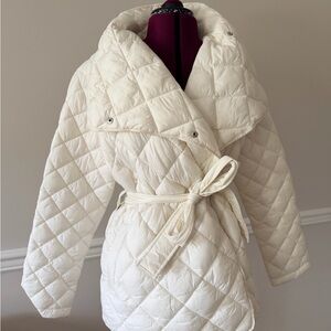 Athleta Whisper Small Quilted Wrap Coat Jacket Magnolia White